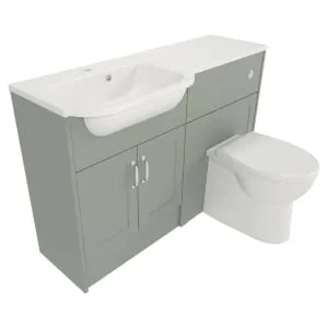 Deccado Padworth Willow Green Fitted Vanity & Toilet Pan Unit Combination with LH Basin - 1200mm