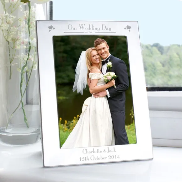 Personalised Decorative Our Wedding Day Silver Photo Frame 4