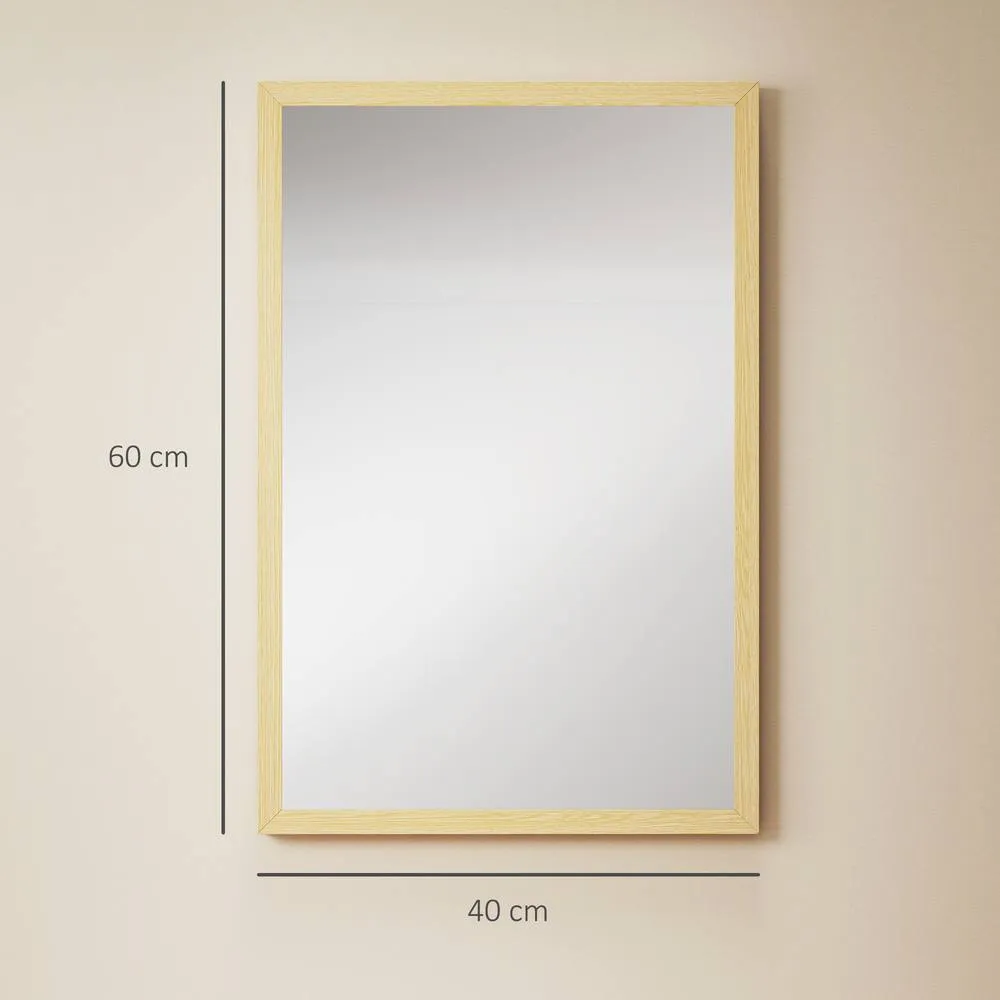 HOMCOM Wall Bathroom Mirror for Home Decor, Vanity Mirror in Natural 3