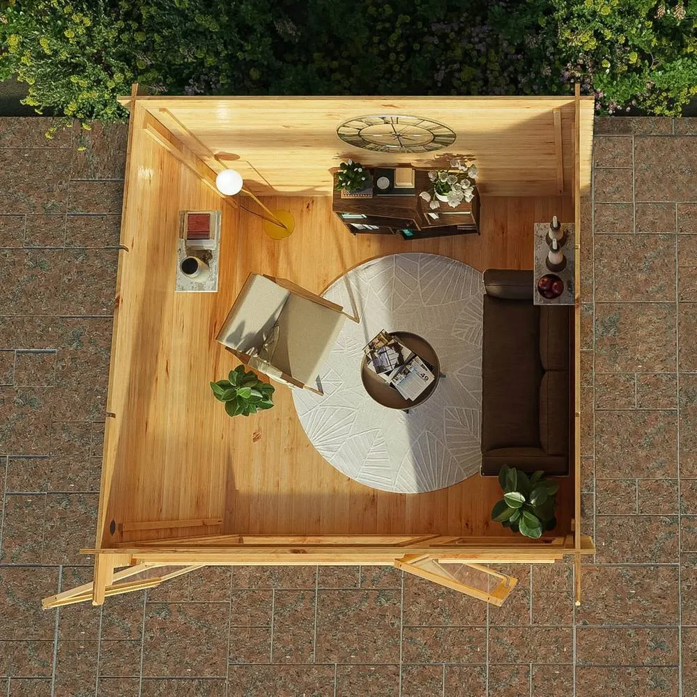 Mercia 3 x 3 m Elite Pent Log Cabin - 28 mm - L333.4 x W303.2 x H249.4 cm in Light Tan 5