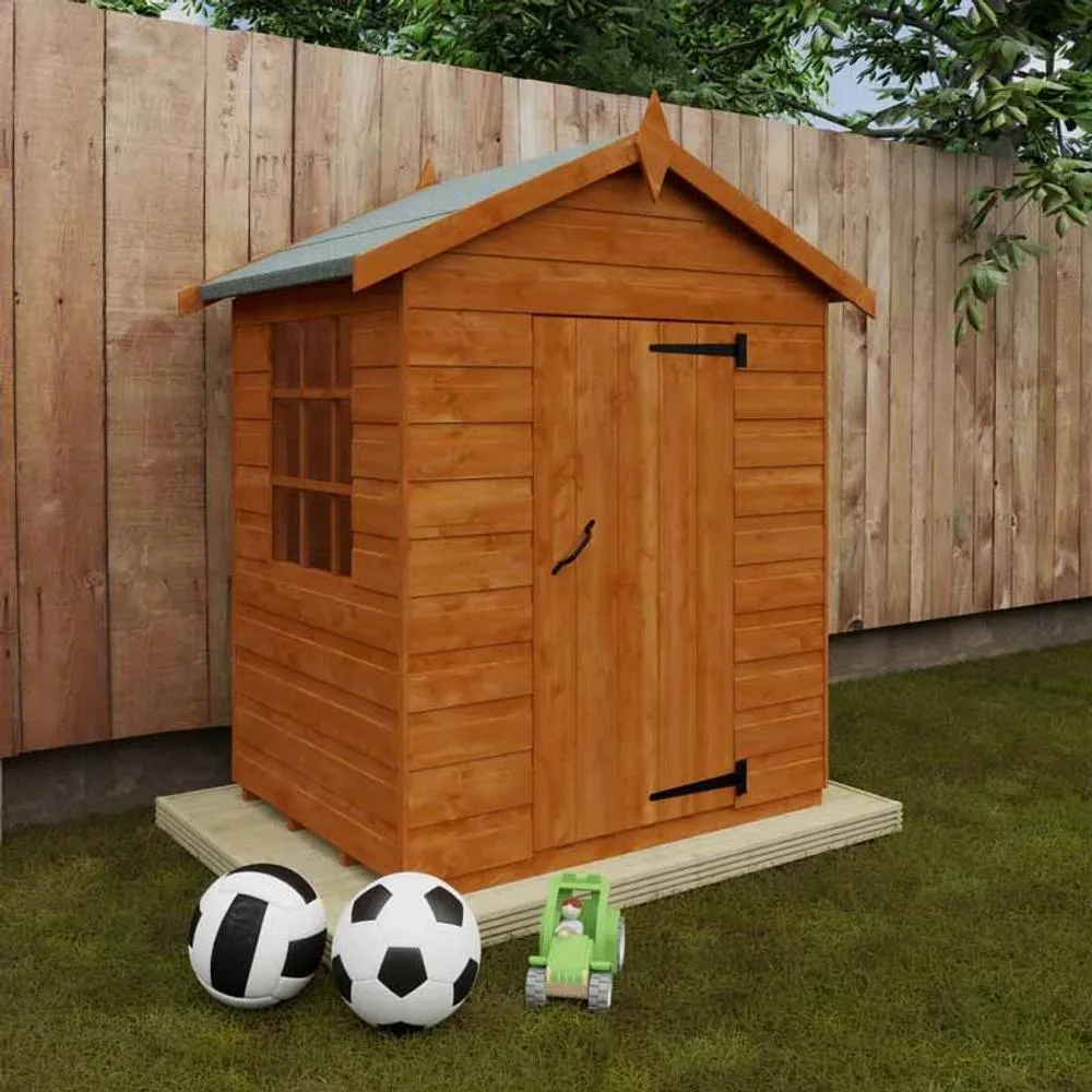 Buttercup Farm 3 x 4 Feet Mini Den 12mm Shed - Solid Wood/Softwood/Pine in Burnt Orange 4