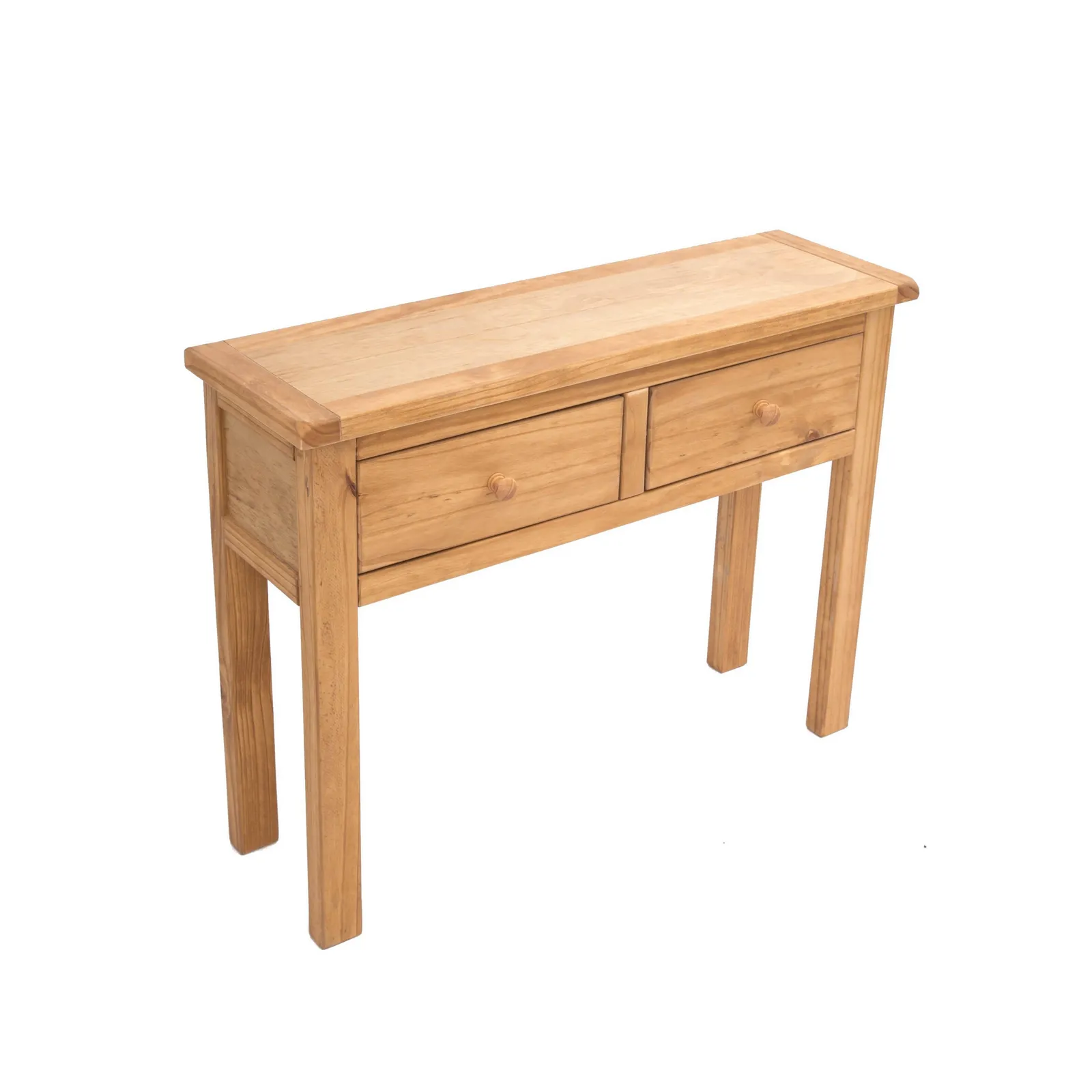 Cabinet Bits Lugo Waxed 2 Drawer Console Table Wood Knob in Light Brown 3