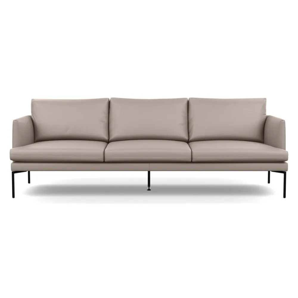 Heal's Matera 4 Seater Sofa Leather Grain Light Grey 060 Black Feet 1