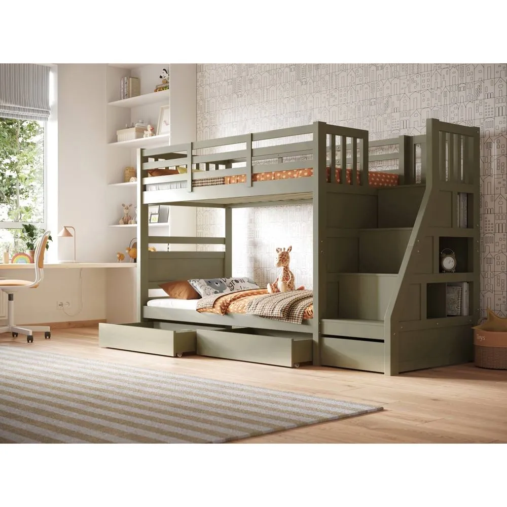 Flair Lunar Staircase Bunk Bed with Storage in Green 1