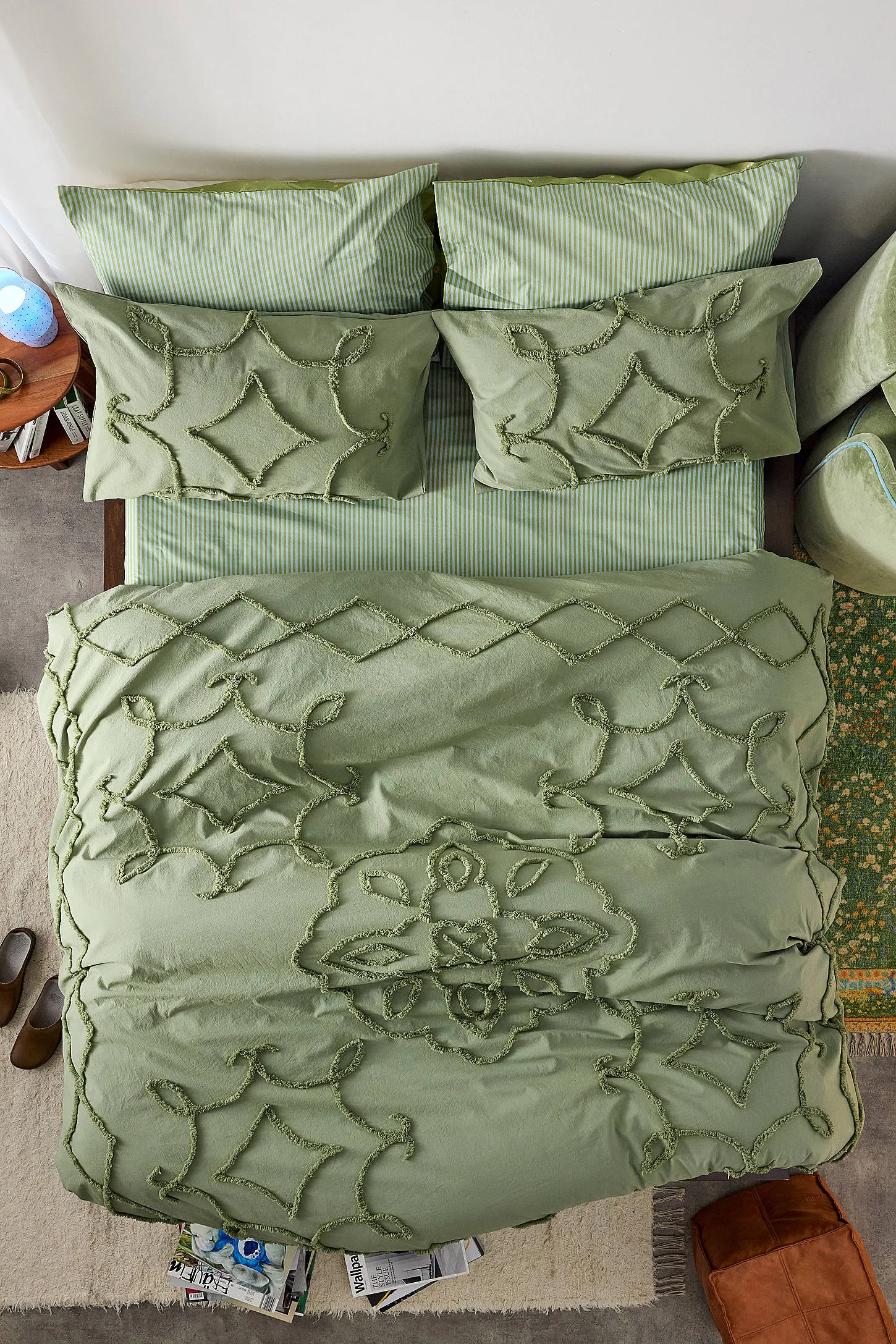 Khaki Acacia Tufted Duvet Set - Khaki