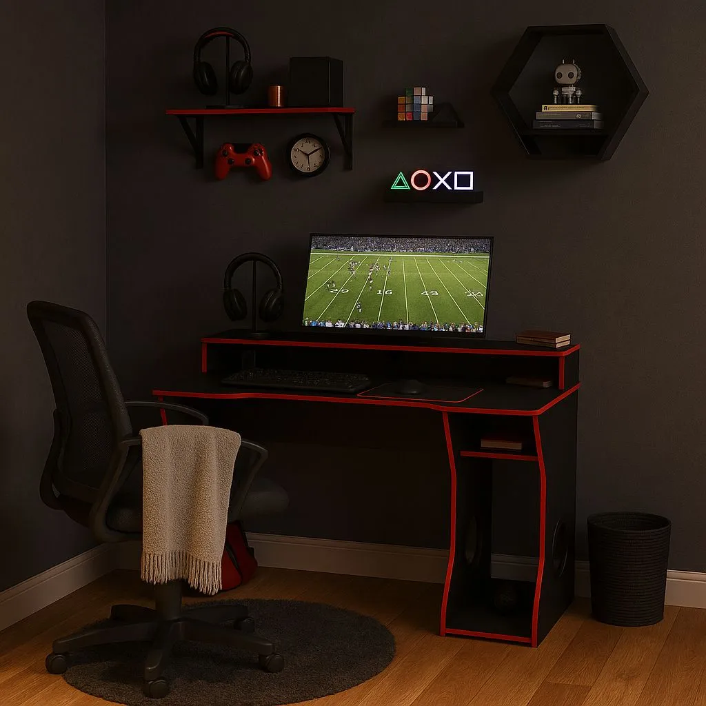 Birlea Enzo Gaming Computer Desk in Dark Red 1