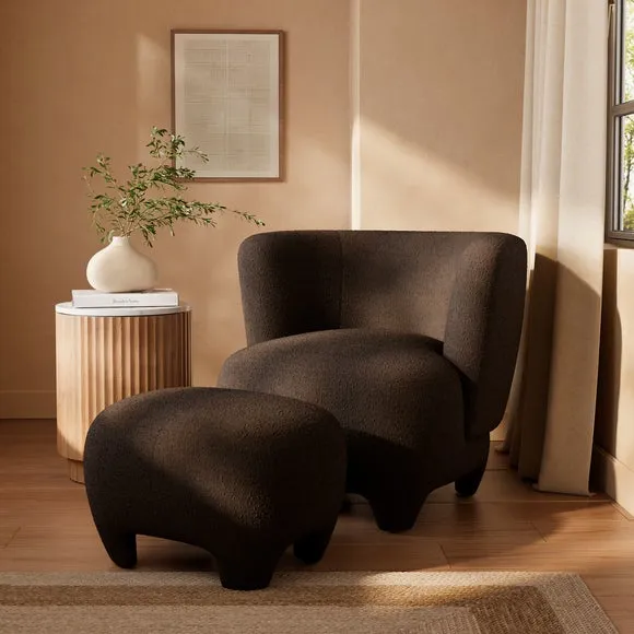 Rhetta Boucle Chair and Footstool
