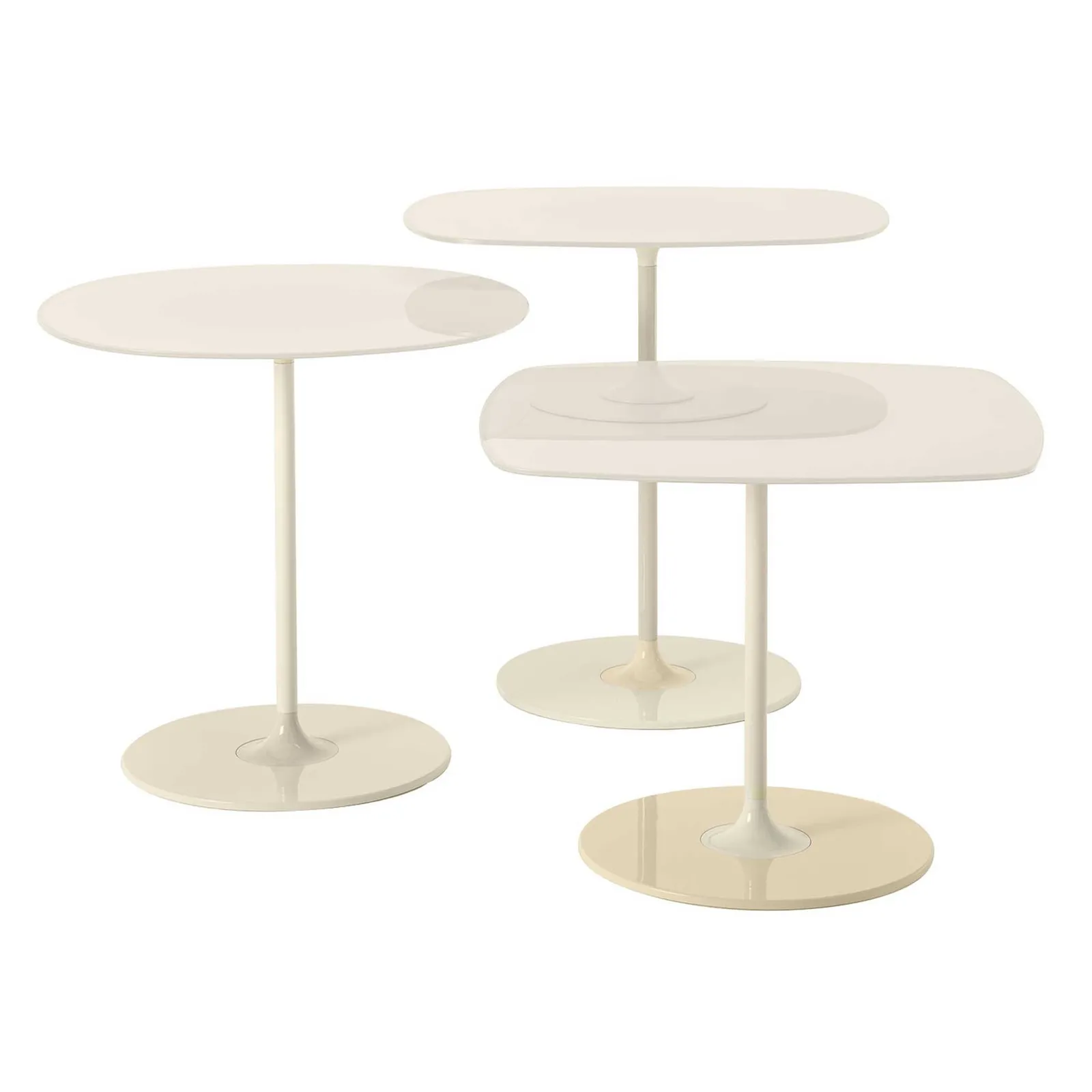 Kartell Thierry Set 3 Side Tables H40+H45+H50 White Glass | Barker & Stonehouse 3