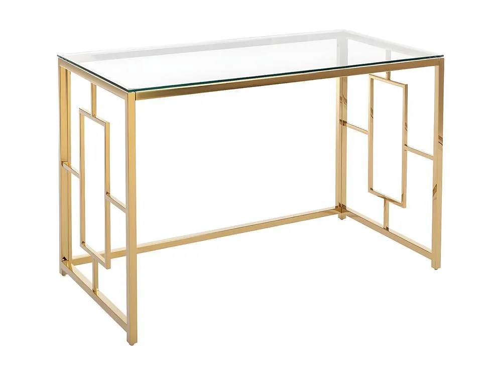 Vente-unique Desk In Toughened Glass & Steel - Gold & Clear - CLOTILDE 5