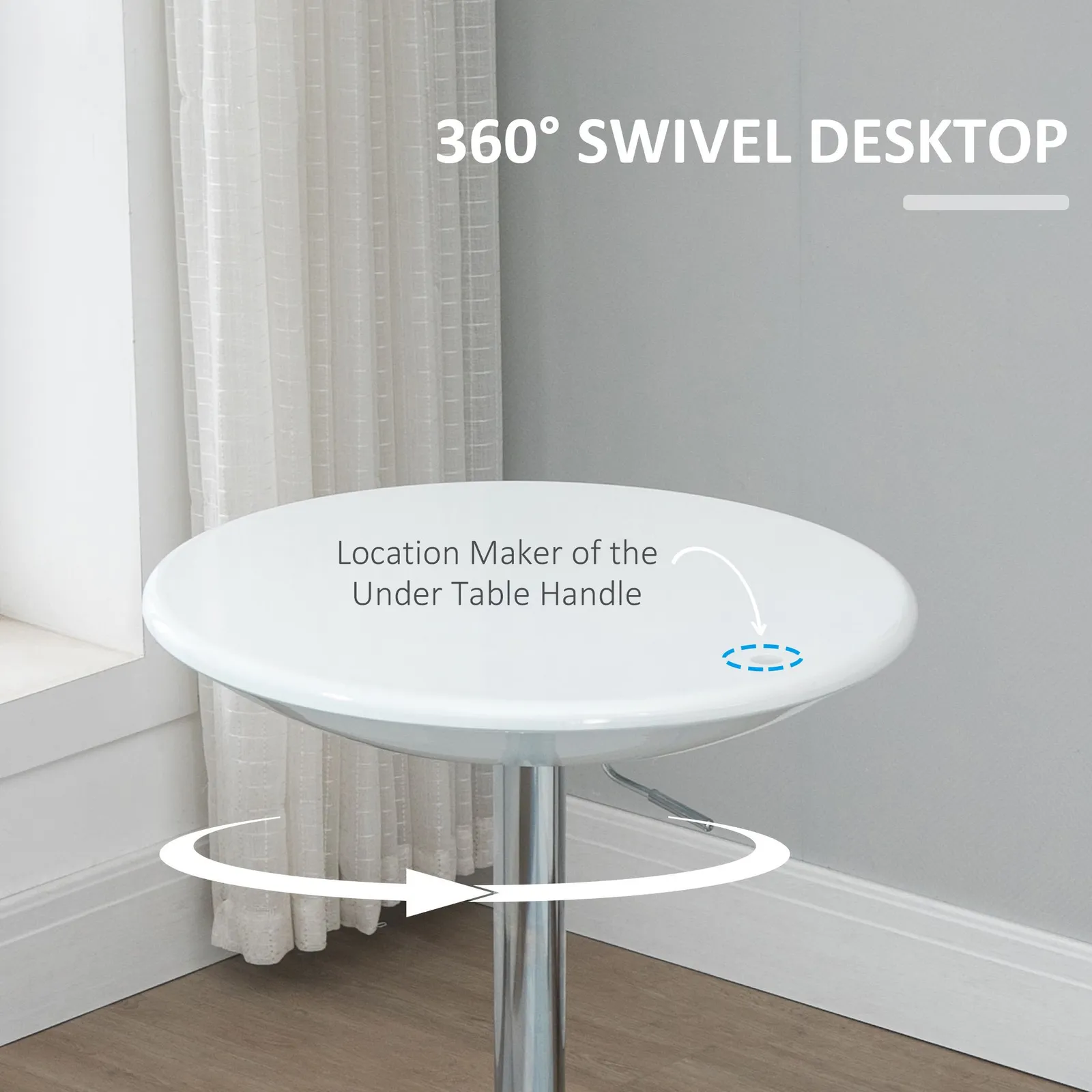 HOMCOM 61 cm Round Indoor Home Pub Bar Table Adjustable Bistro Counter Round in White 4