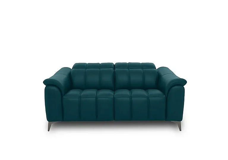 Angelo Leather 2 Seater Power Recliner Sofa with Power Headrests - Midnight Jade