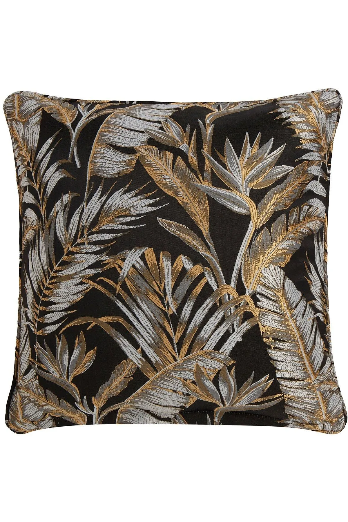 Laurence Llewelyn-Bowen 'Paradise Palm' Jacquard Palm Leaf Filled Cushion in Black 2