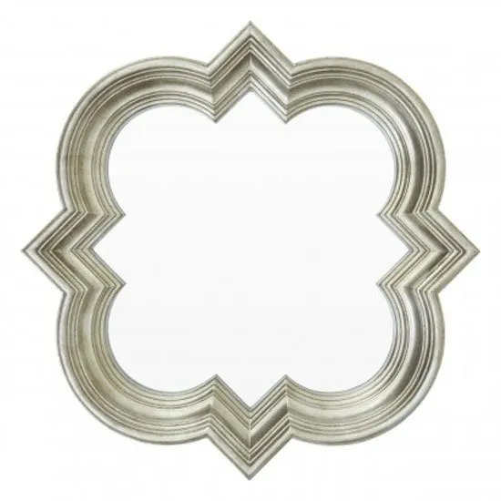 Sims Arabesque Design Wall Mirror In Weathered Silver Frame