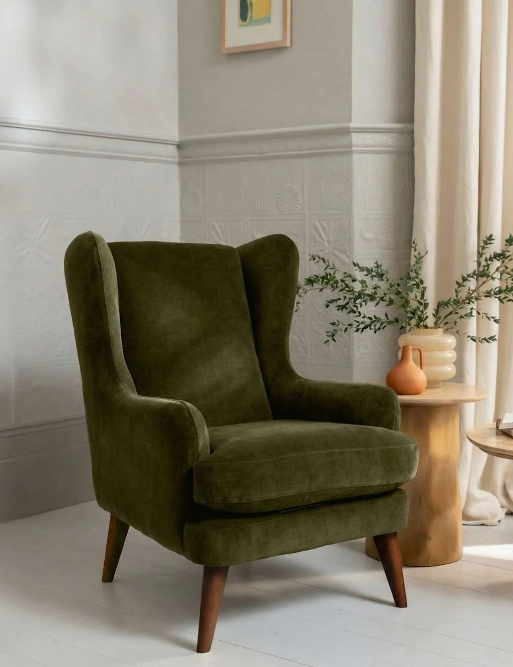 BARKER AND STONEHOUSE Sven Chenille Armchair Olive