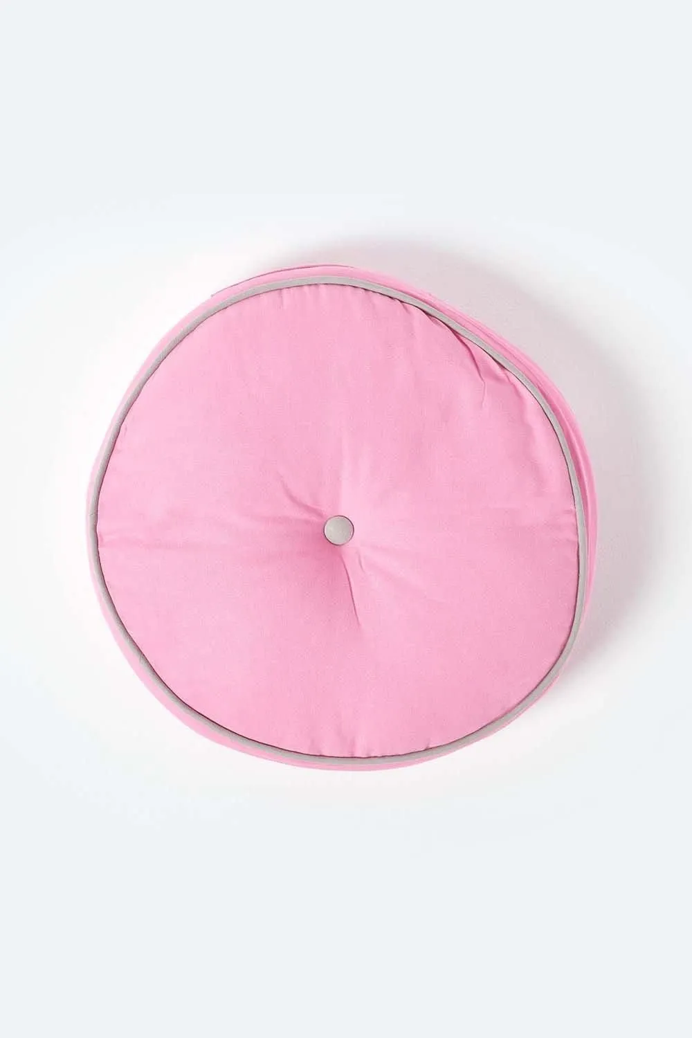 Homescapes Round Cotton Floor Cushion Soft, Comfy & Machine Washable in Pink