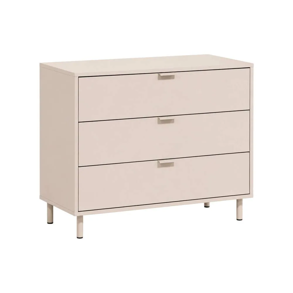 sweeek Chest of 3 drawers wood decor & metal in Beige 2