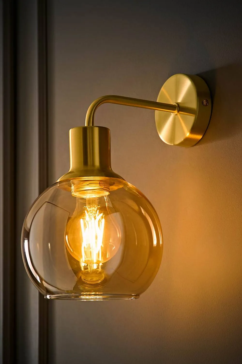 ValueLights Bellamy Wired Glass Globe Wall Light in Gold 2