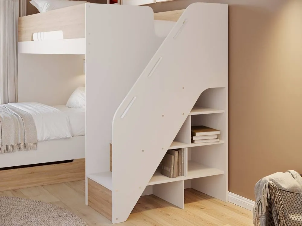 Flair Greyson Staircase Triple Bunk Bed with Storage in White 3