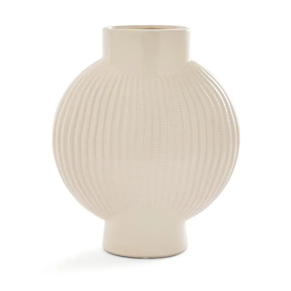 Textured Ribbed Round Ceramic Vase 3