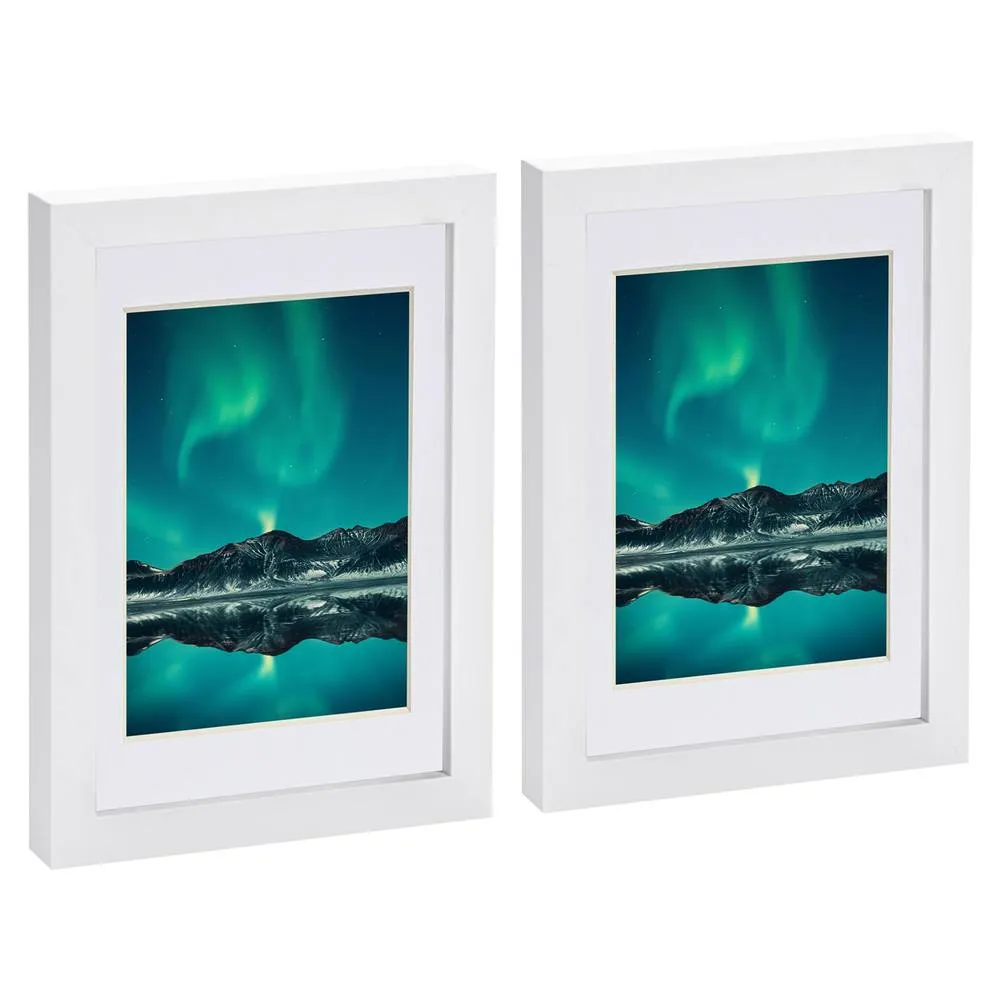 Nicola Spring Photo Frames with 4" x 6" Mount - A5 (6" x 8") - White Mount - Pack of 2