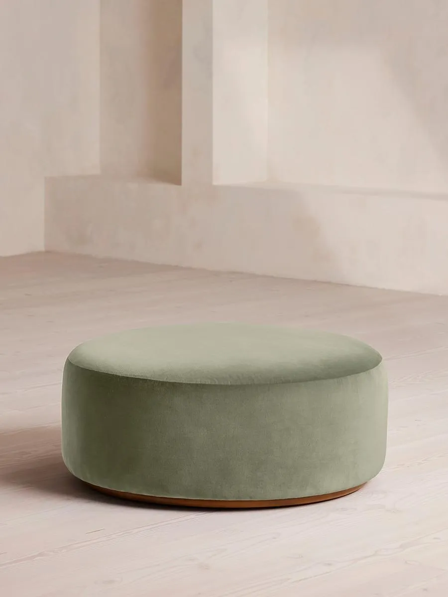 Aline Ottoman, Velvet, Seafoam