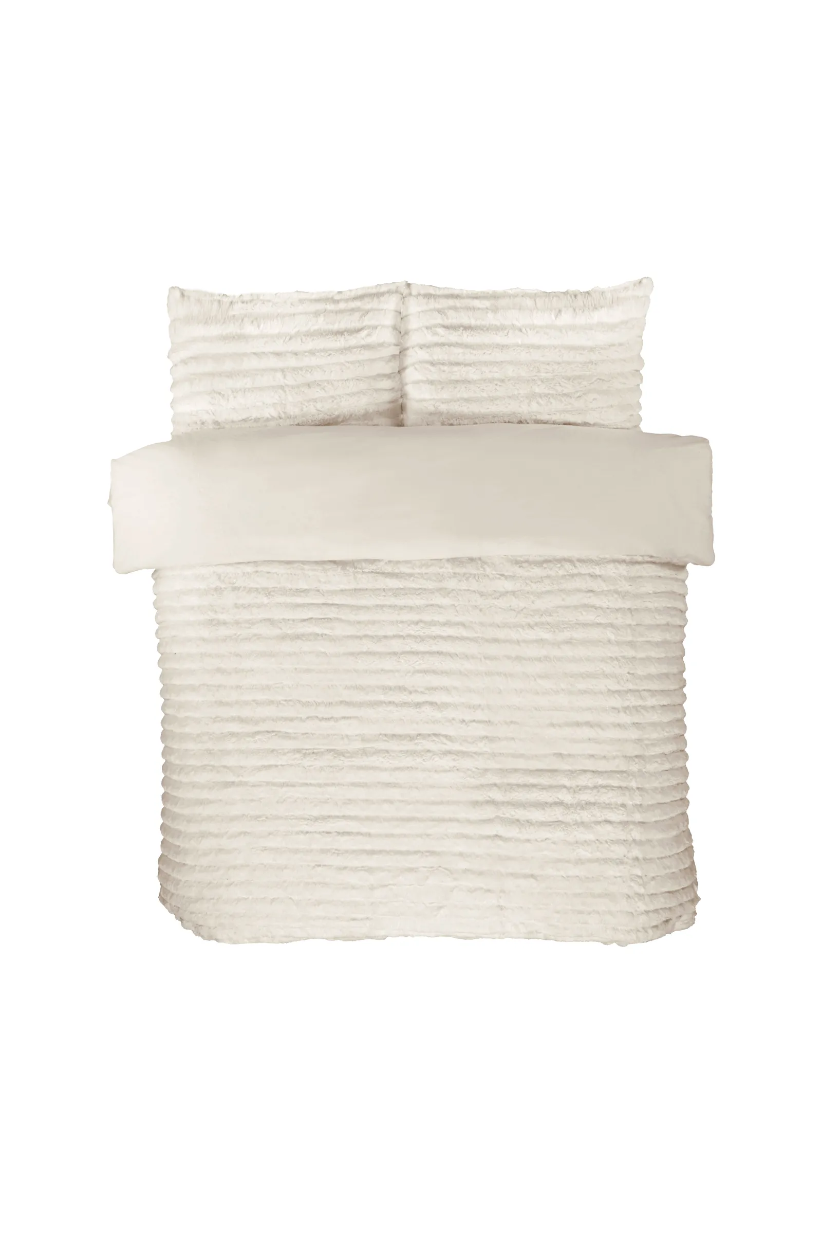 Rapport Home Chunky Ribbed Fur Polyester Soft & Cozy Duvet Cover Set With Pillowcase in White 2