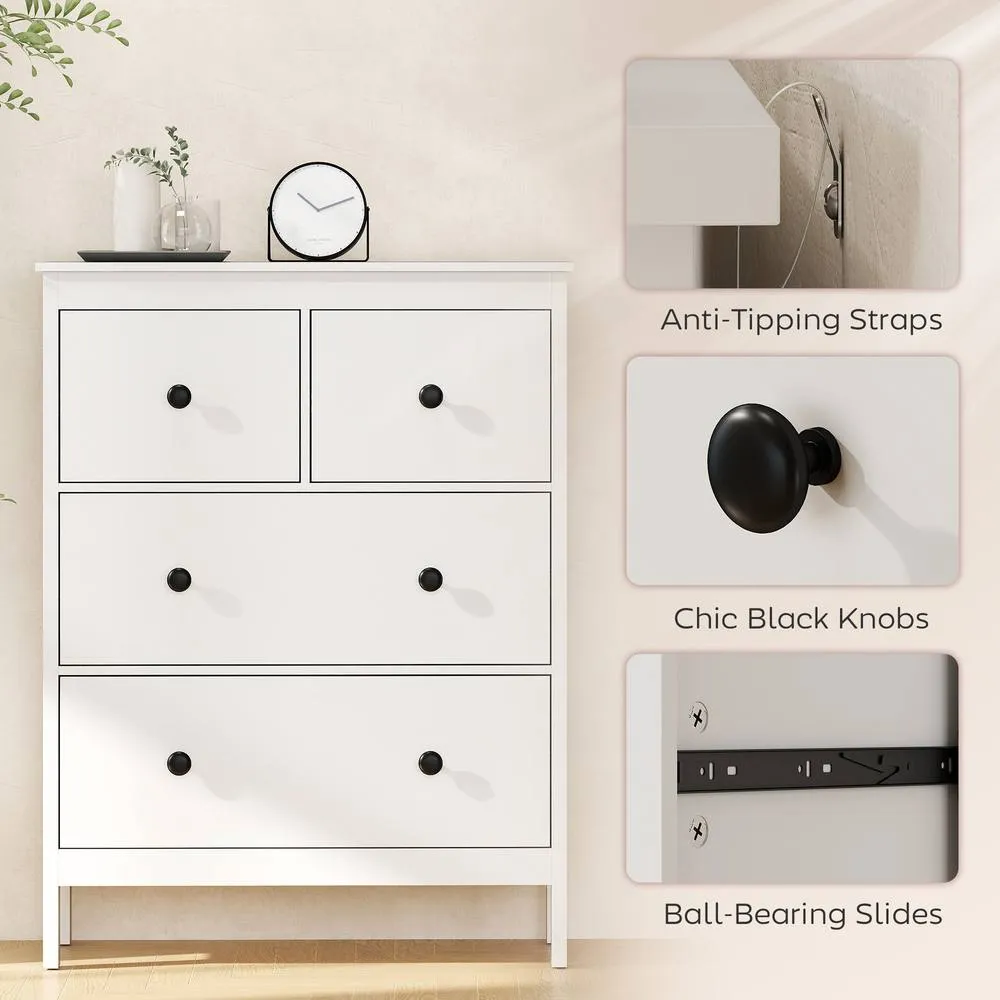 HOMCOM Modern Chest of Drawers, 4 Drawer Dresser for Bedroom, White 5