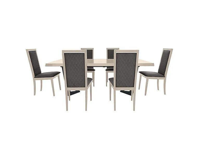 Palazzo 160cm Extending Dining Table in Sand Birch with 6 Rombi Chairs - Aquos Dark Grey - In Time for Christmas