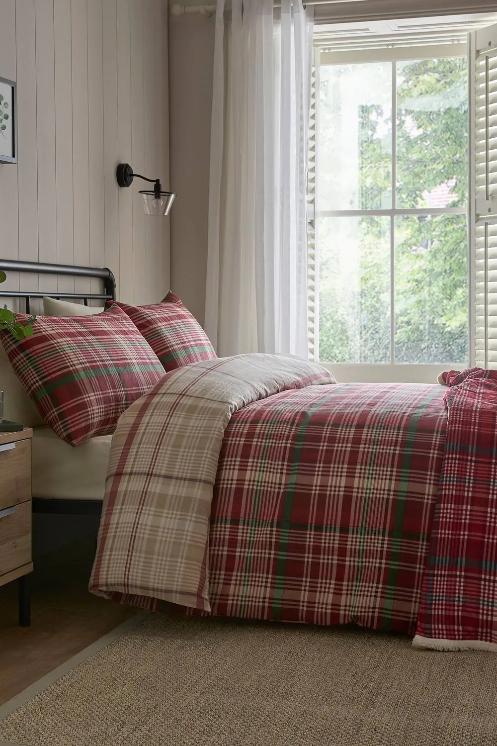 Dreams & Drapes 'Bennet Check' Brushed Cotton Duvet Cover Set in Red 5