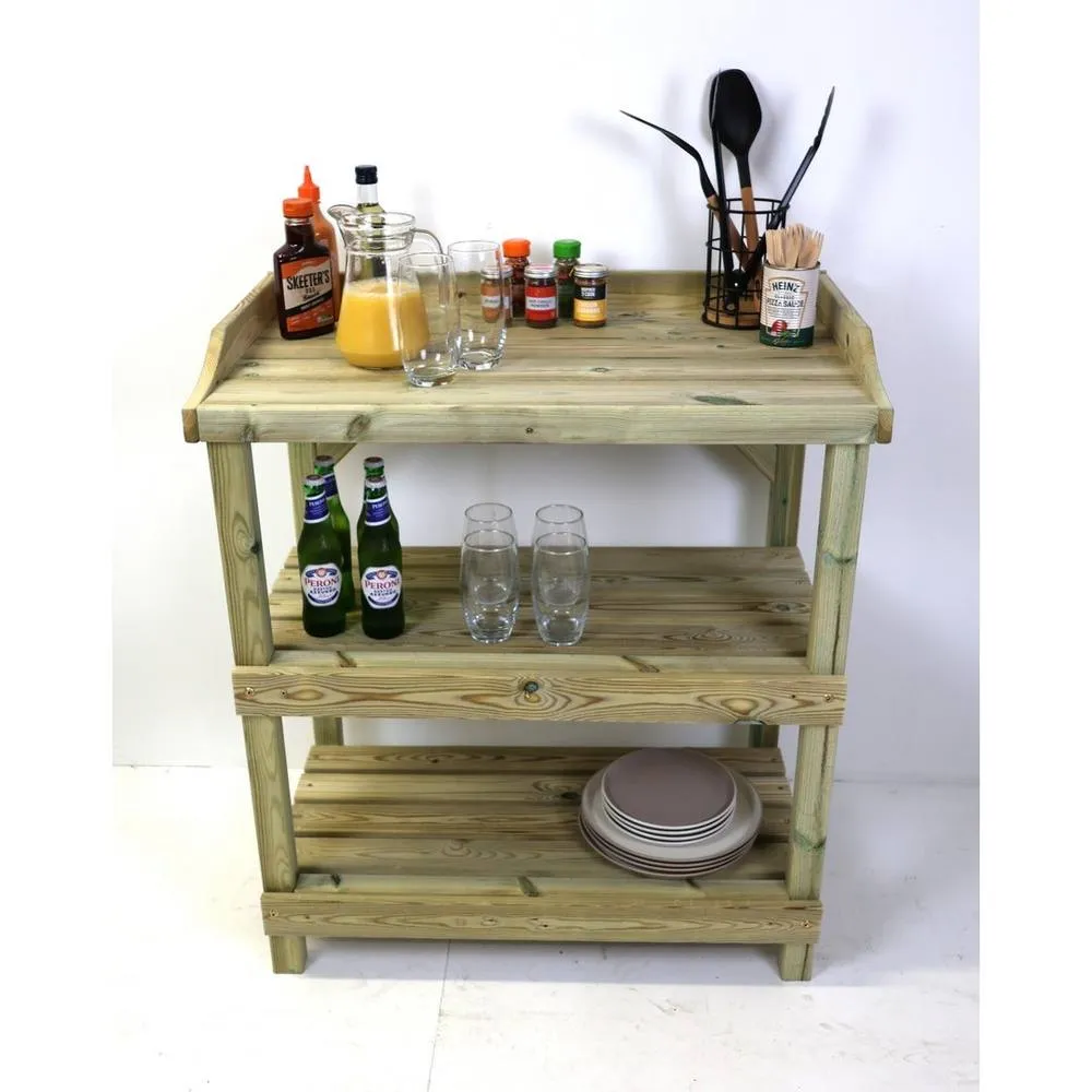 Churnet Valley Garden Furniture Ltd BBQ Prep Outdoor Table - L49 x W84 x H95 cm - Partially Assembled in Light Tan 2