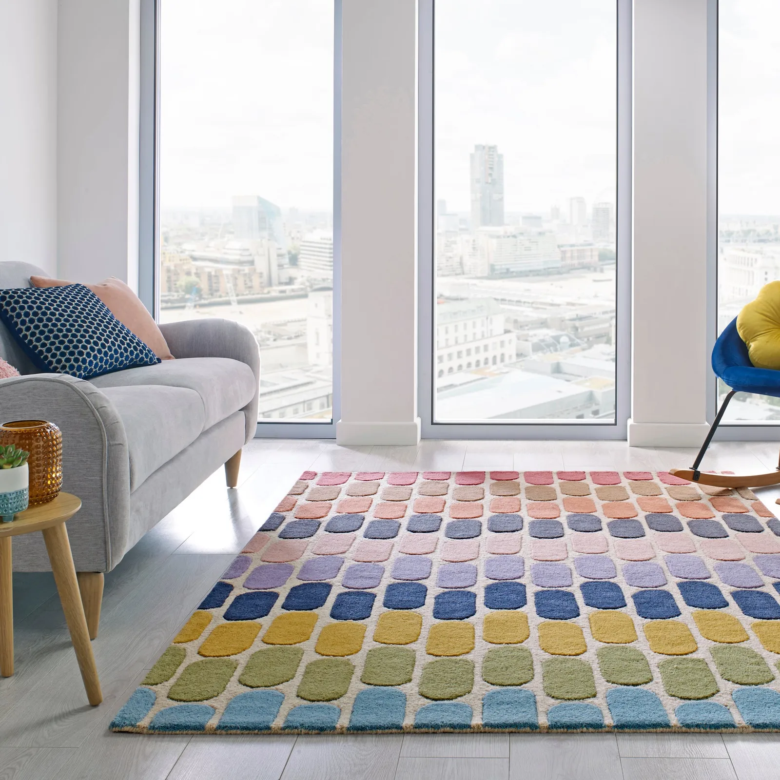 Fossil Rug Green, Yellow and Blue