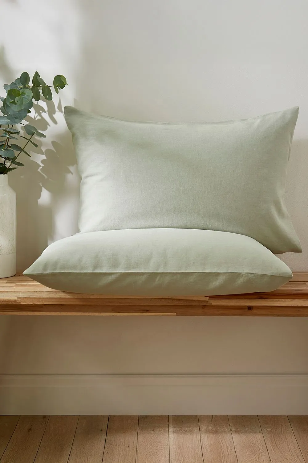 Martex Touch of Linen Housewife Pillowcase Pair in Pale Green 1