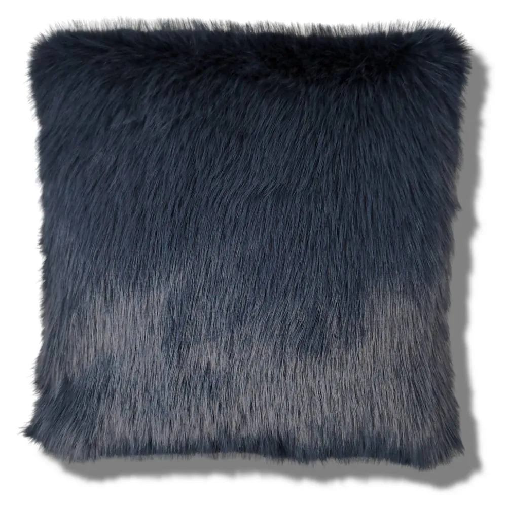 HomeSpace Direct Chelsea Faux Fur Cushion 2 Pack in Navy