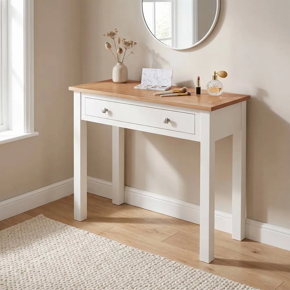 Seconique Cambridge Dressing Table - Linen/Oak (Part assembled) in White