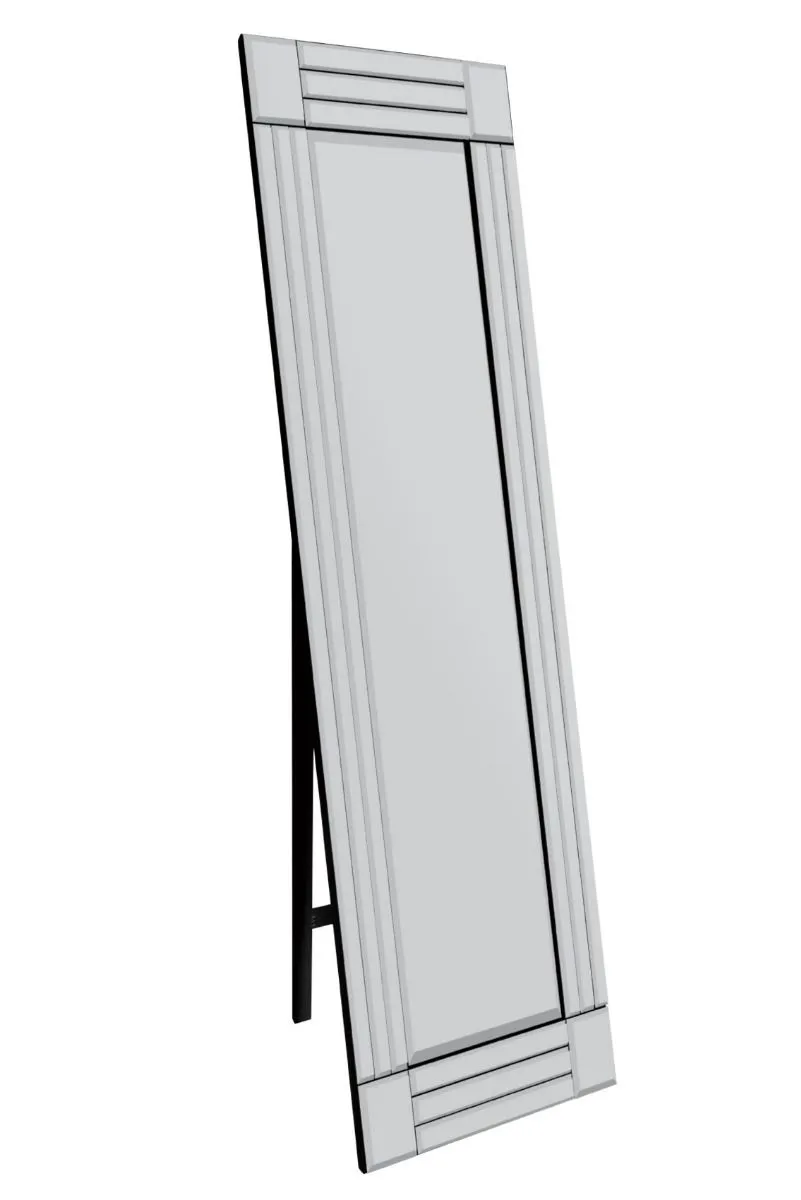 MirrorOutlet All Glass Bevelled Square Corner Cheval Mirror 5Ft X 1Ft3 150 X 40cm in Silver 3