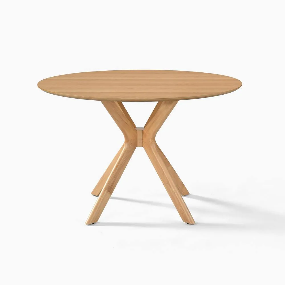 FurnitureboxUK Mette Round Oak Veneer Wood 4-6 Seater Dining Table in Light Brown 3