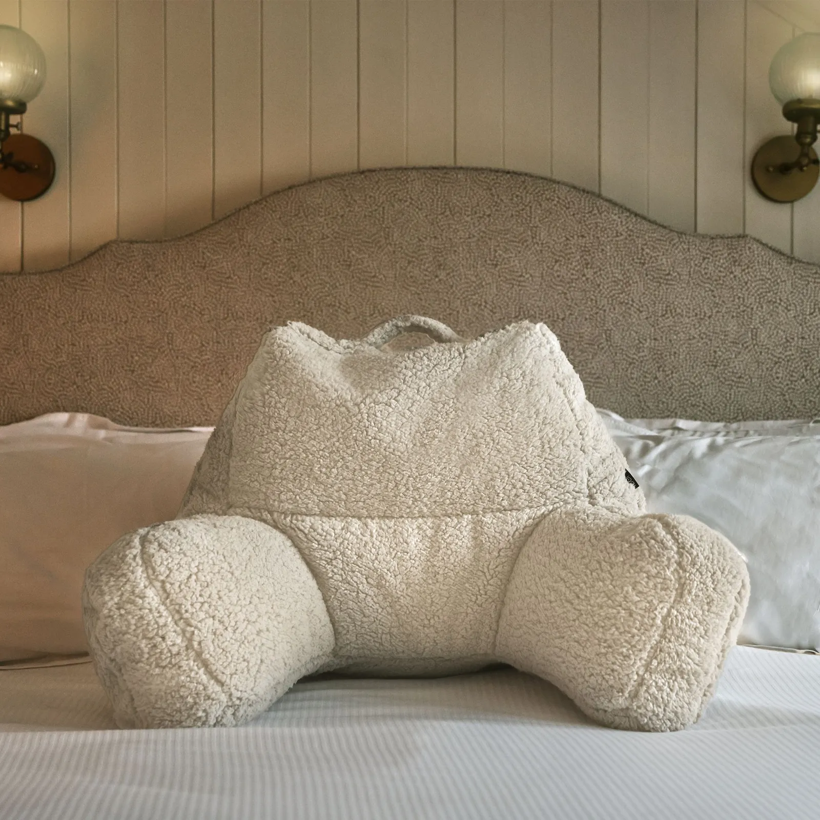 icon Soft Teddy Bear Cuddle Cushion Reading Support Pillow in Natural