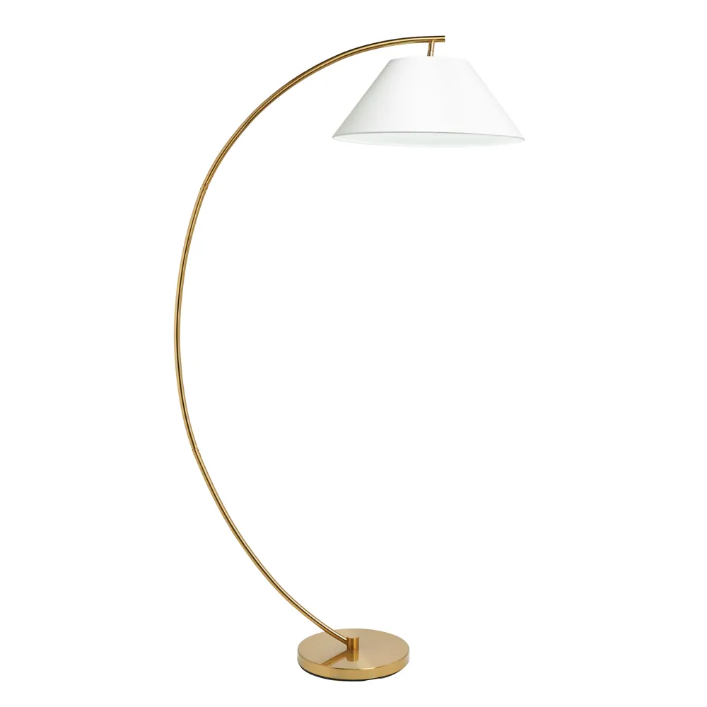 Nellie Curved Floor Lamp, Satin Brass