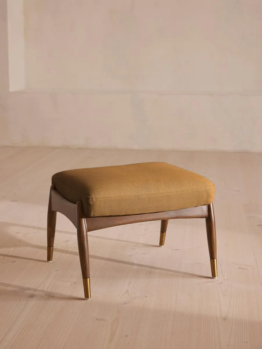 Theodore Footstool, Linen, Ochre