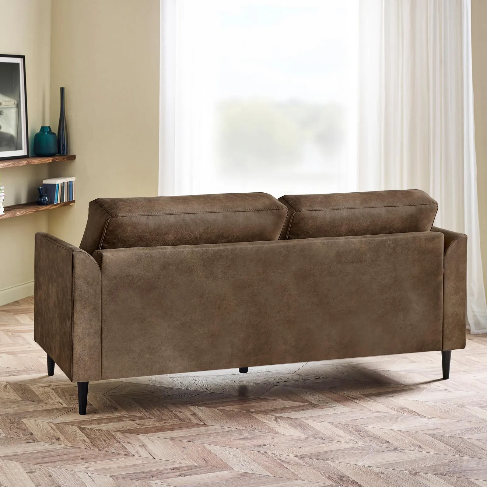 FurnitureboxUK Logan Brown Faux Leather 3 Seater Sofa 3