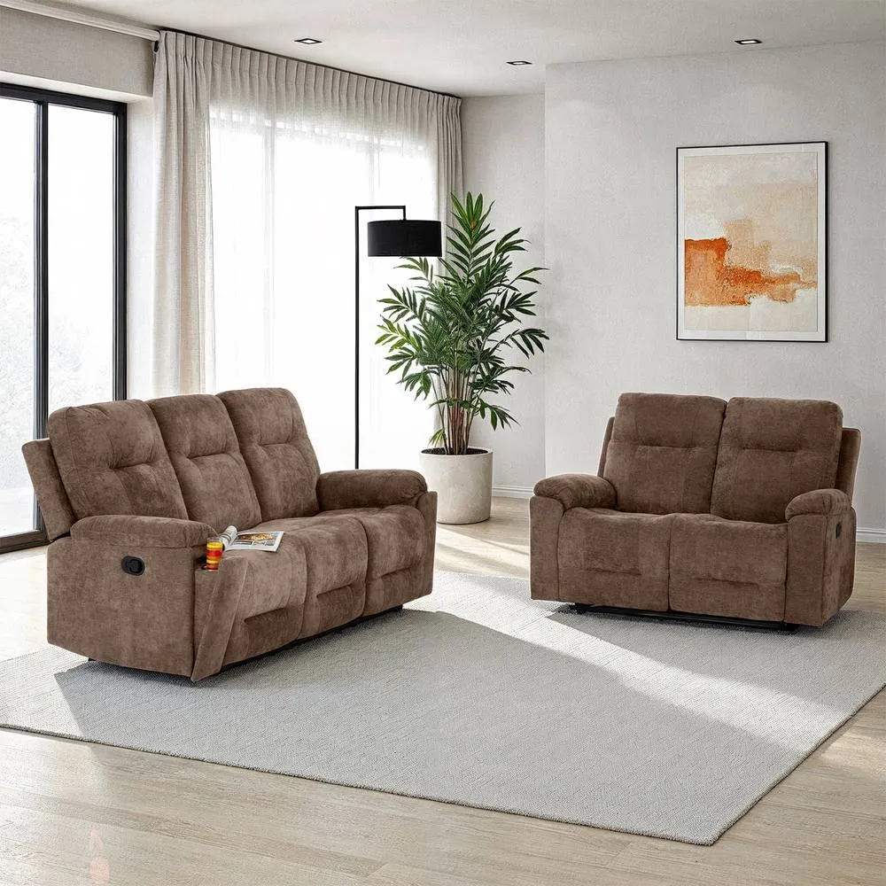 Seconique Guildford 3+2 Recliner Suite - Antelope Brown Fabric