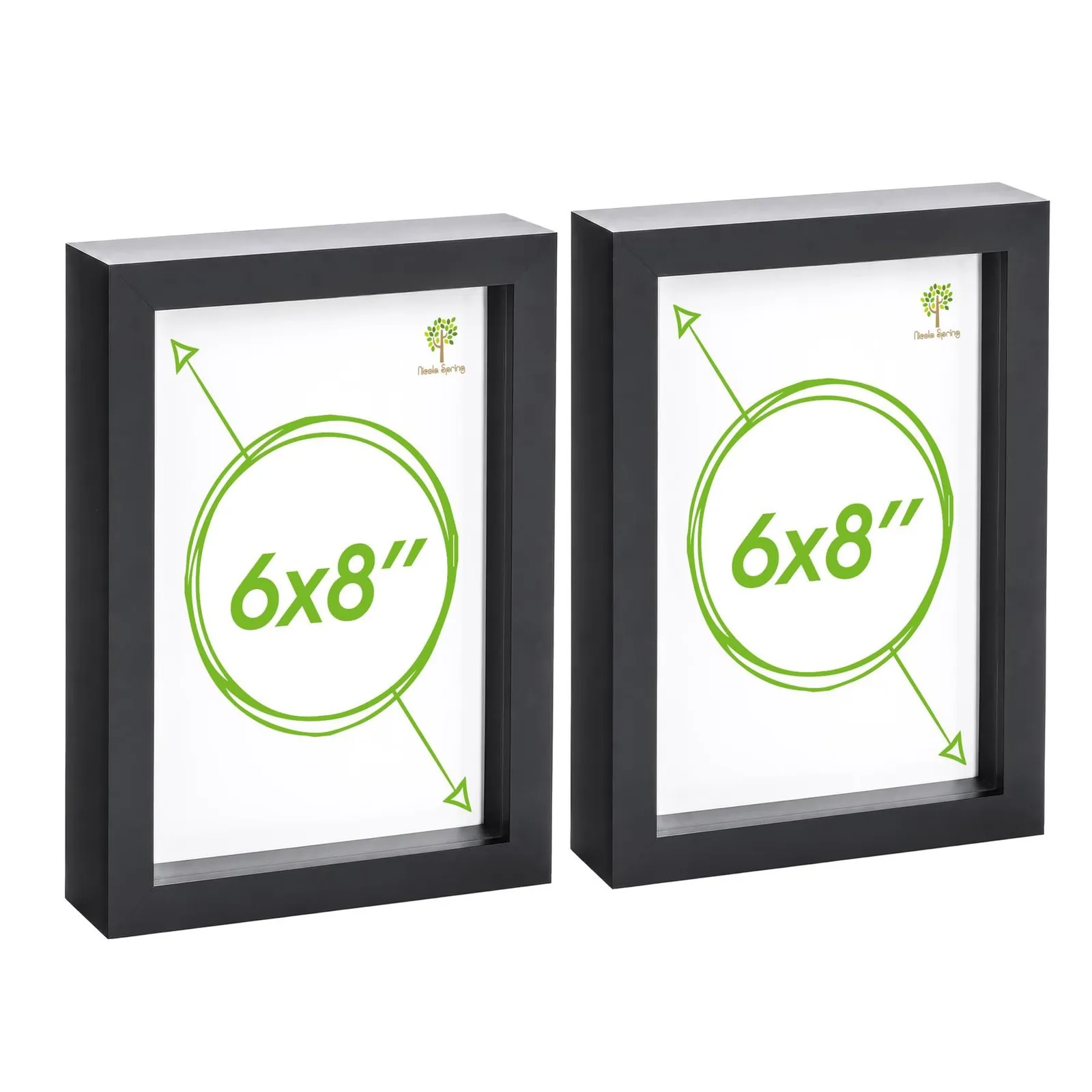 Nicola Spring 3D Box Photo Frames - A5 (6 x 8") - Pack of 2 in Black 1