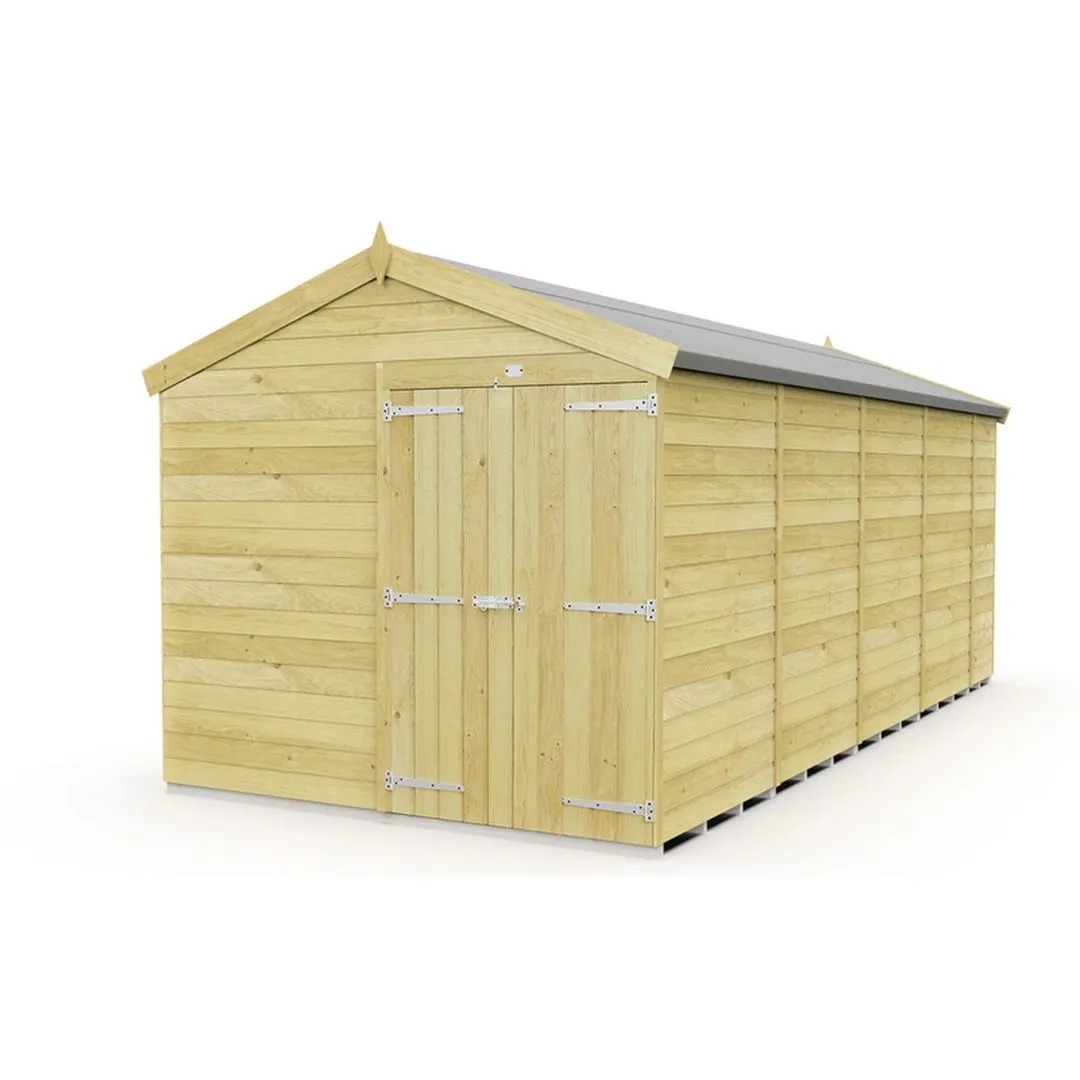Buttercup Farm 8 x 19 Feet Apex Shed - Double Door W/O Window - L560 x W231 x H217 cm in Brown