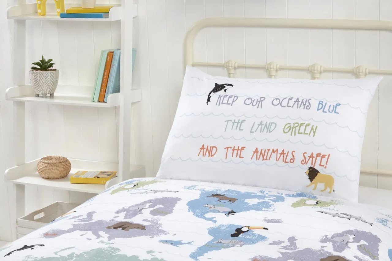 Rapport Home PH My World Polycotton Reversible Duvet Cover Set With Pillowcase in White 2