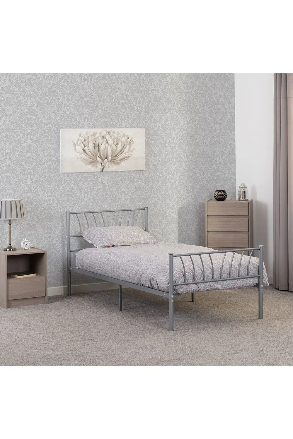 Seconique Harlow 3' Single Bed in Silver
