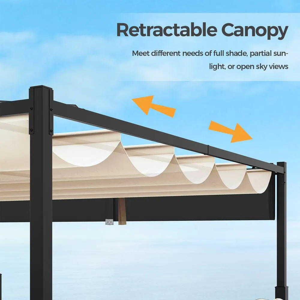 Costway 310 x 310cm Outdoor Pergola Modern Sunshade Pavilion Grill Gazebo in Beige 4