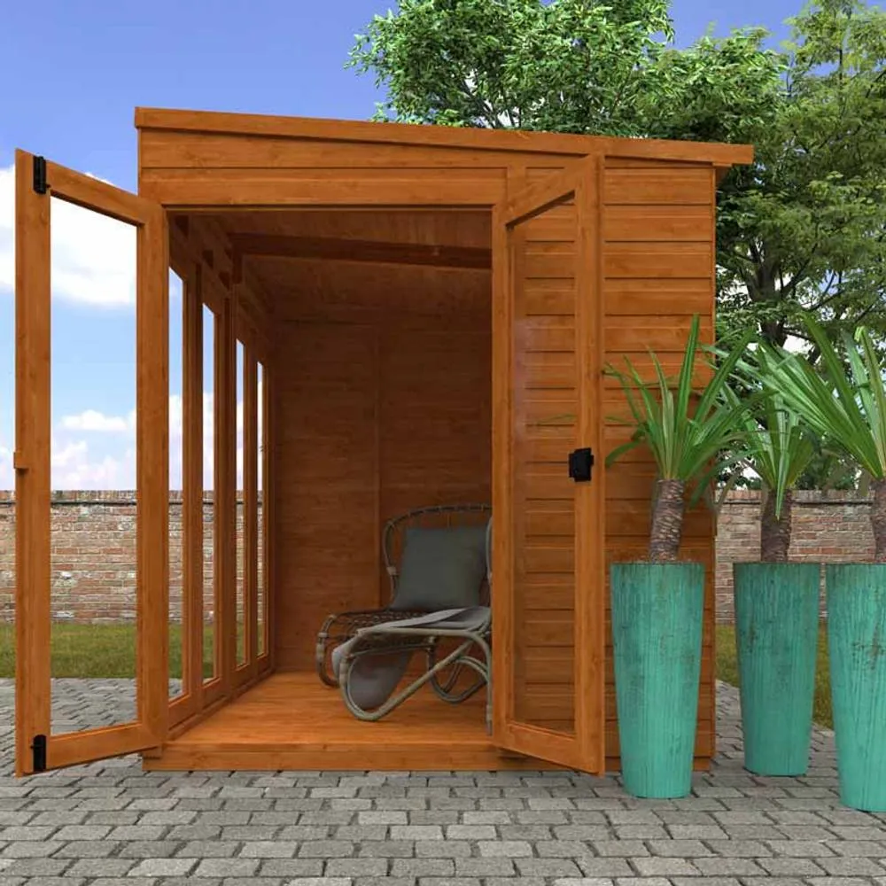 Buttercup Farm 8x6 Flex Pent Full Pane Summerhouse 12mm Flex - L238.8xW175xH203 cm in Burnt Orange 4