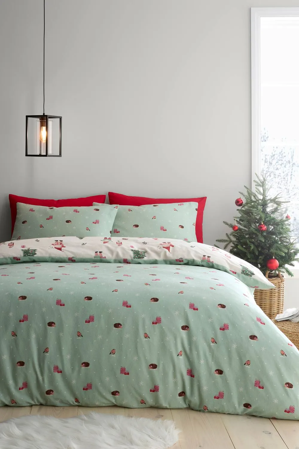 Fusion 'Christmas Gonks' Brushed Cotton Festive Duvet Cover Set in Natural 4