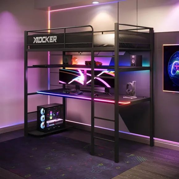 X Rocker BattleBunk Gaming High Sleeper Bed with Desk