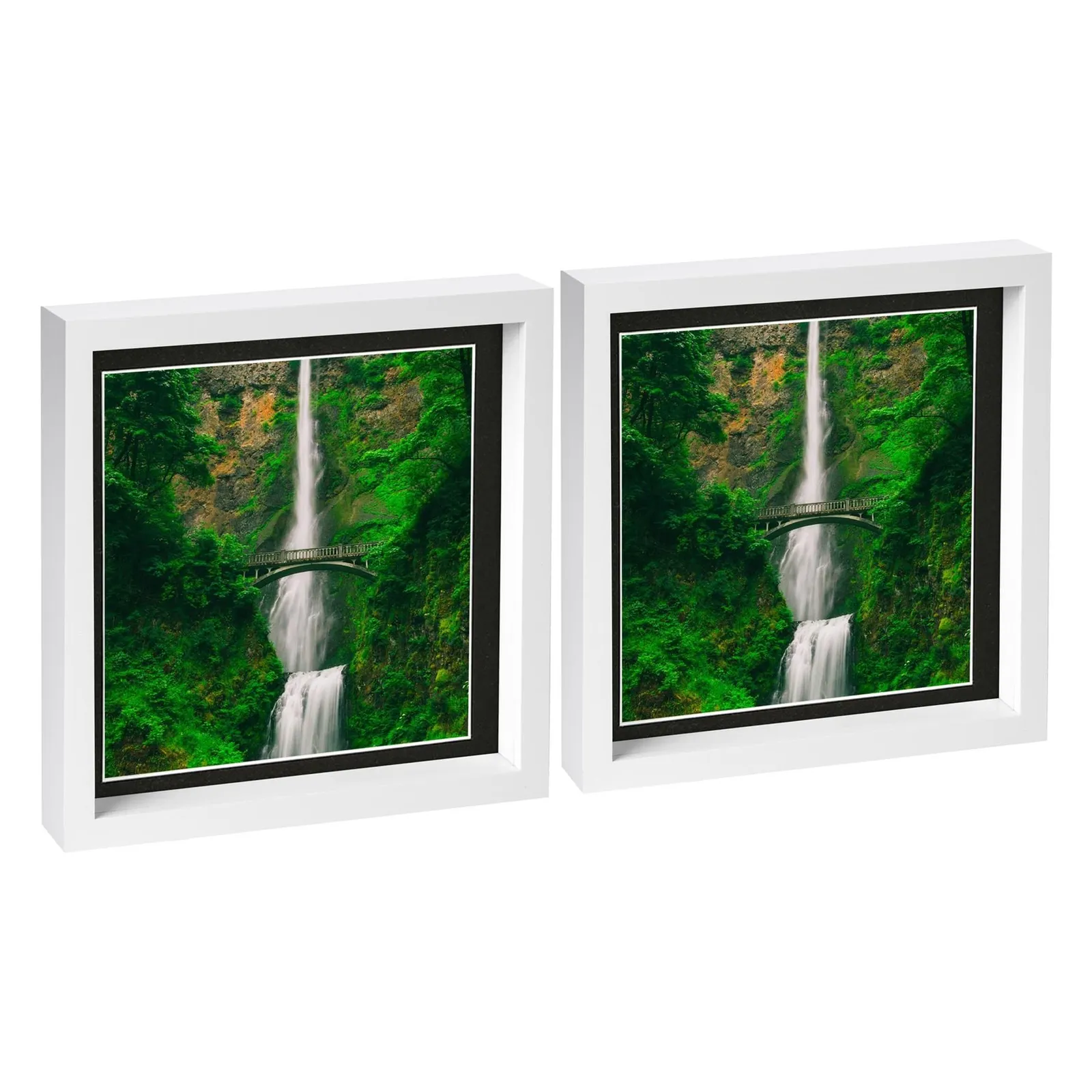 Nicola Spring 10" x 10" White 3D Box Photo Frames - 8" x 8" Mount - Pack of 2 in Black 1